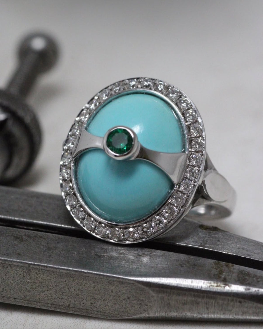 Turquoise & Diamond Ring