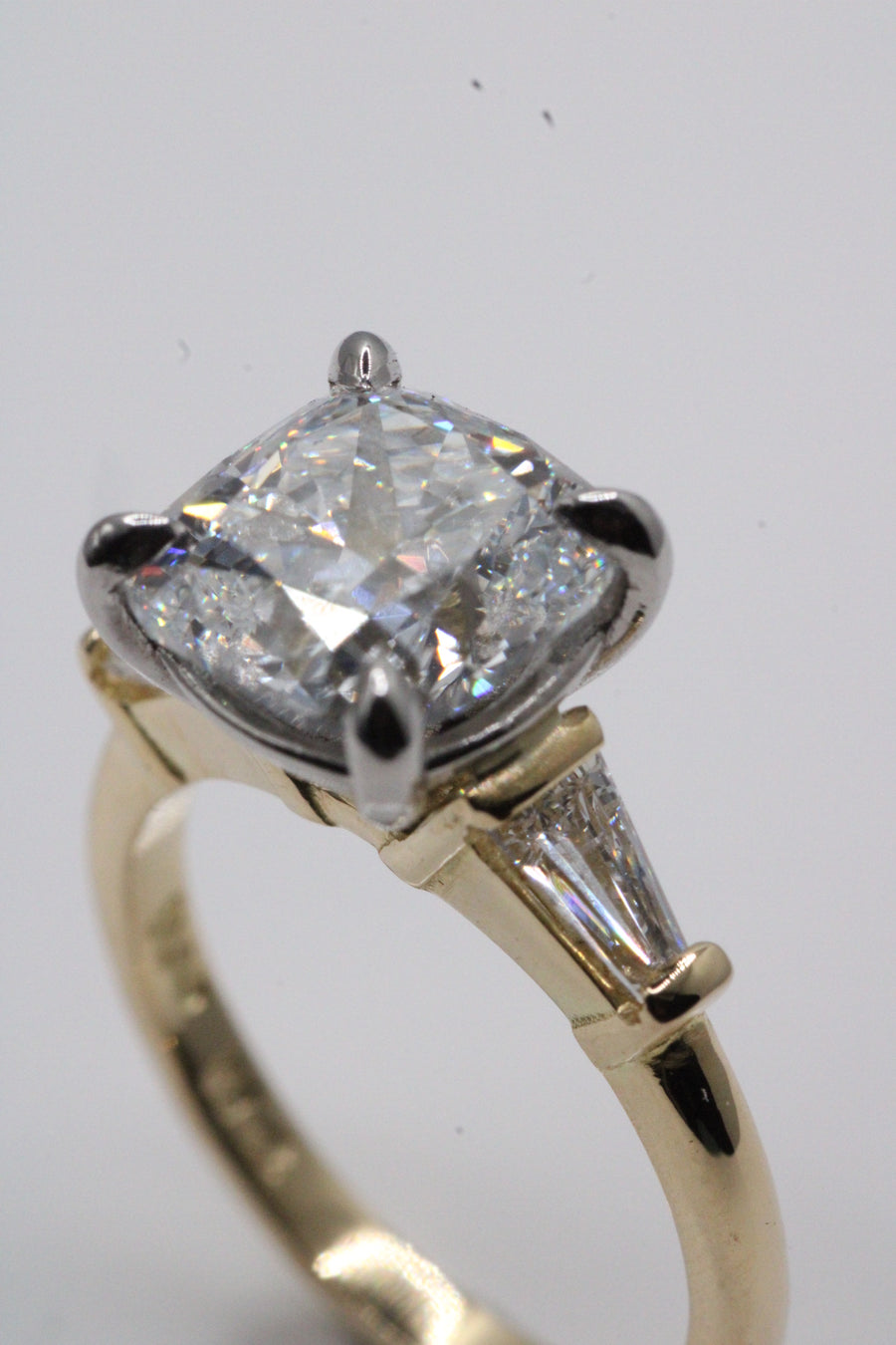 Cushion & Tapered Baguette Diamond Ring