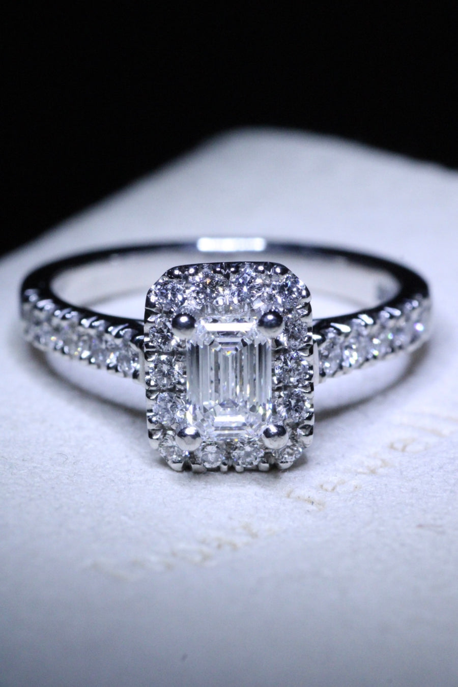 Emerald Cut Diamond Halo Ring