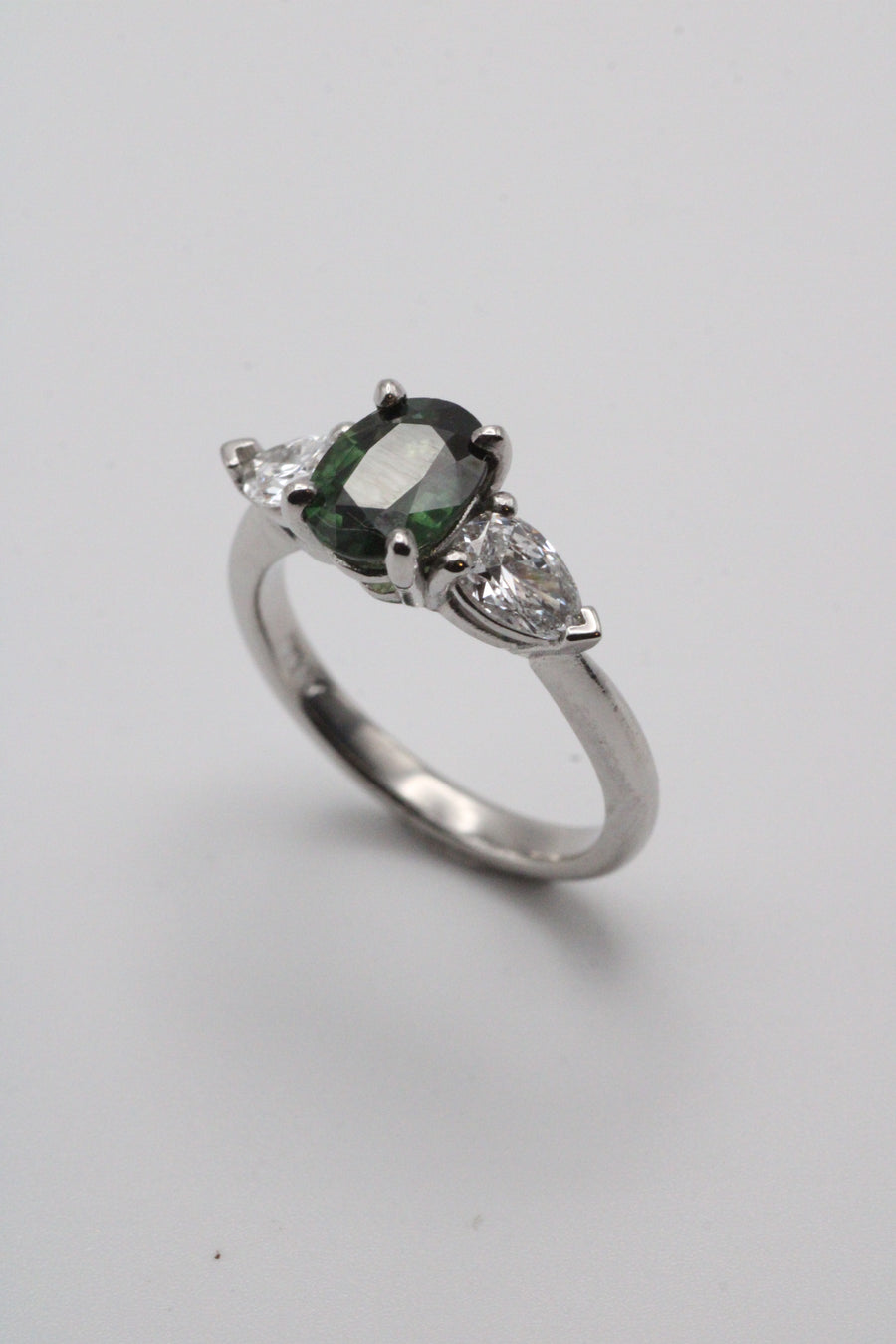 Oval Green Sapphire & Diamond Ring