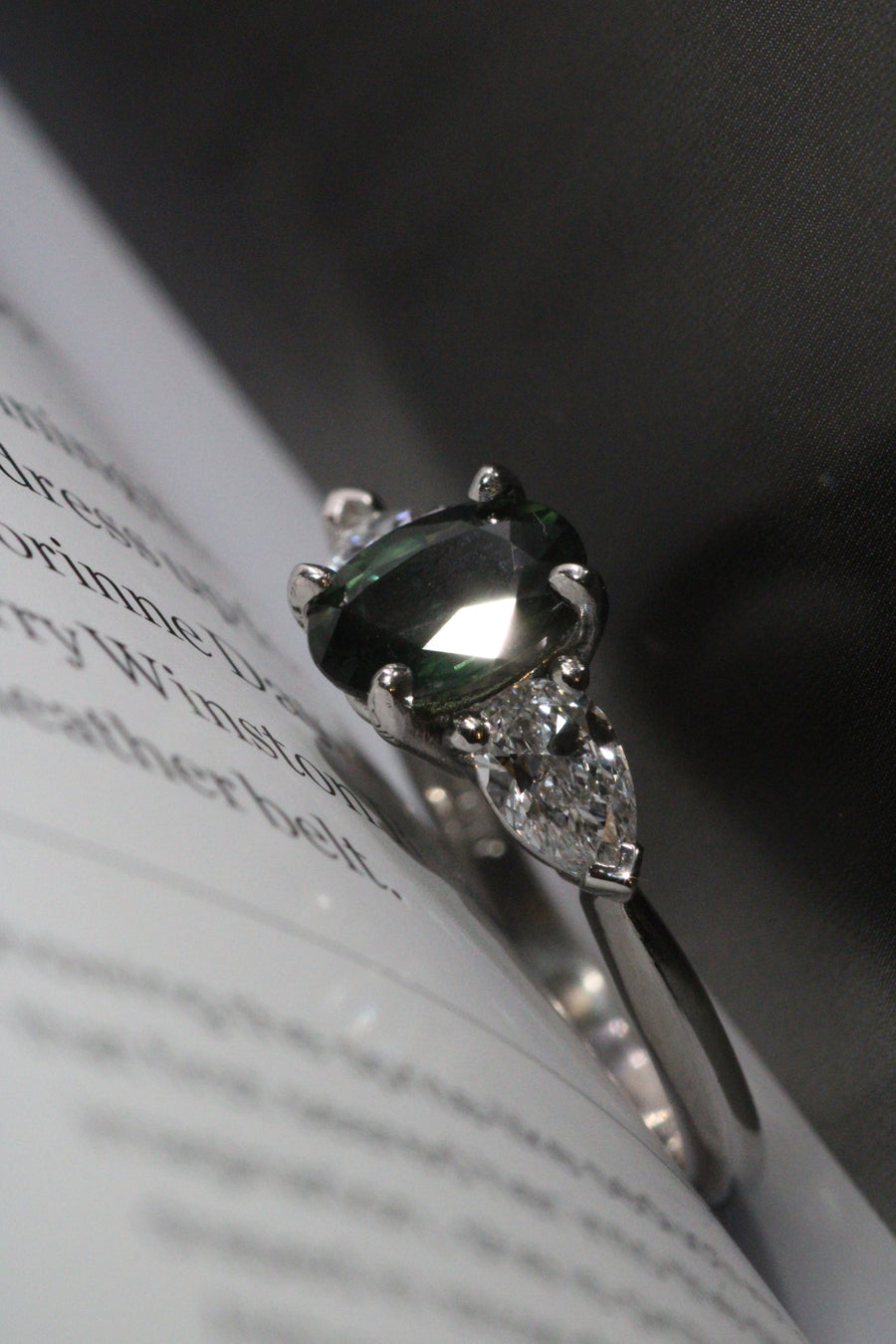 Oval Green Sapphire & Diamond Ring