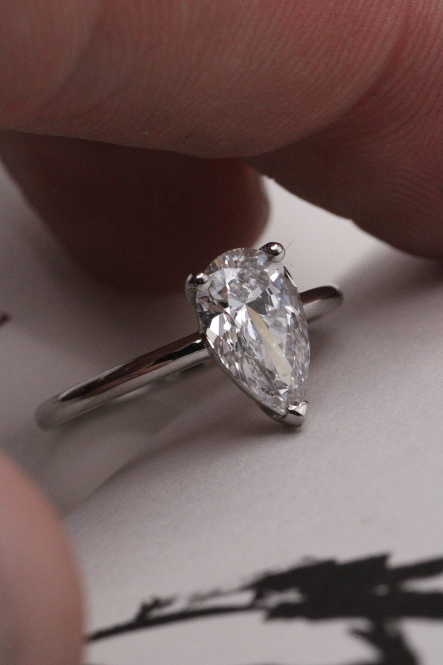 Pear Diamond Solitaire Ring