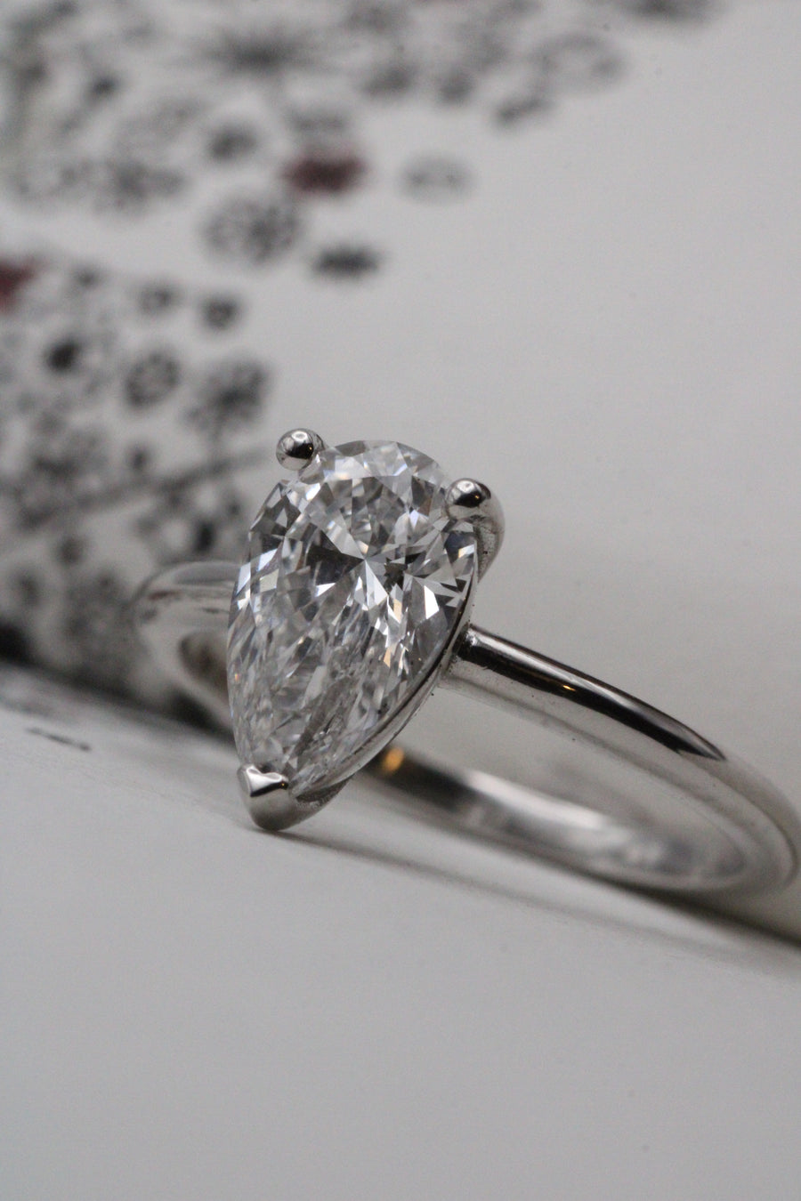 Pear Diamond Solitaire Ring