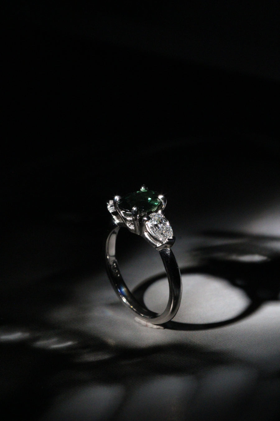 Oval Green Sapphire & Diamond Ring