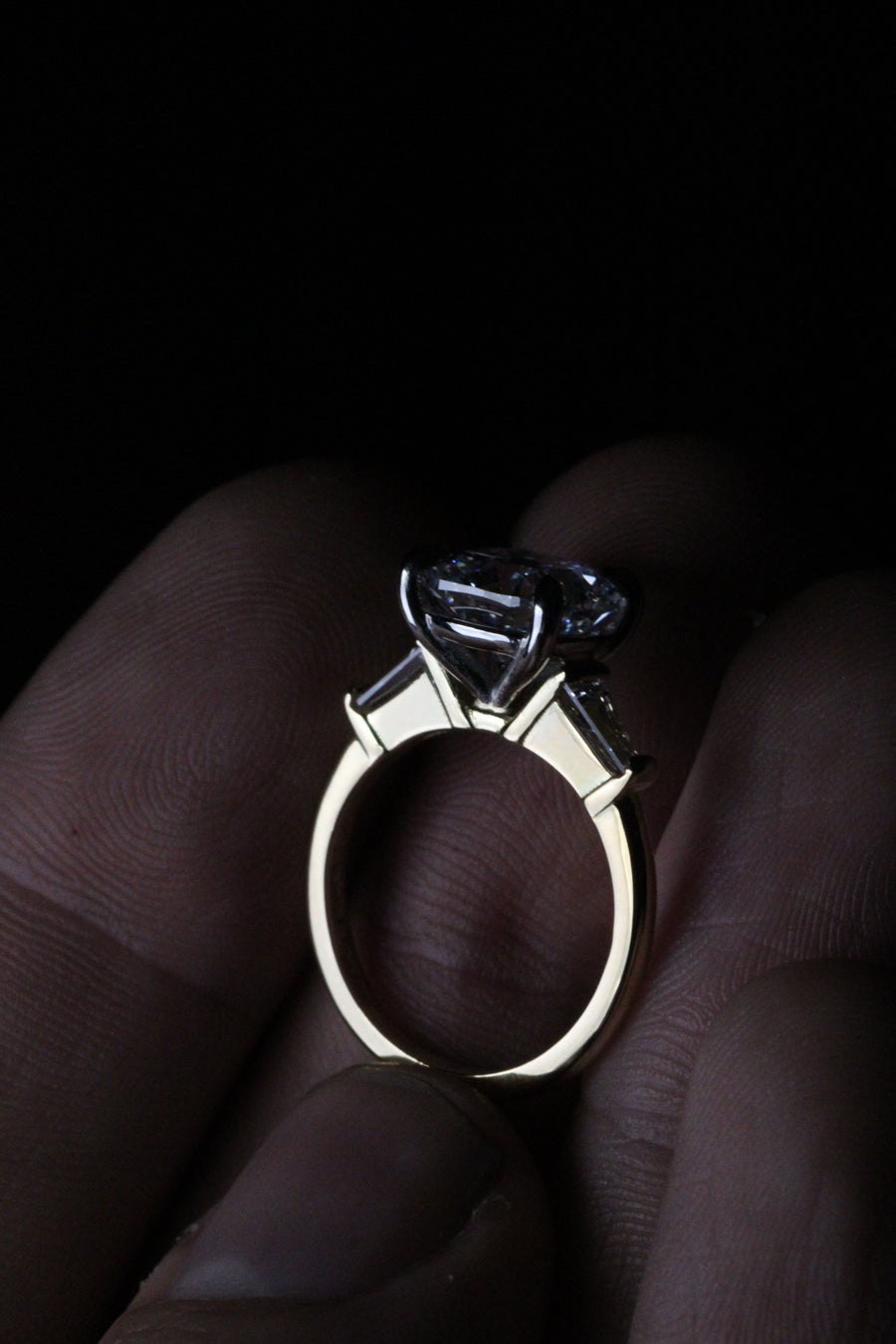 Cushion & Tapered Baguette Diamond Ring