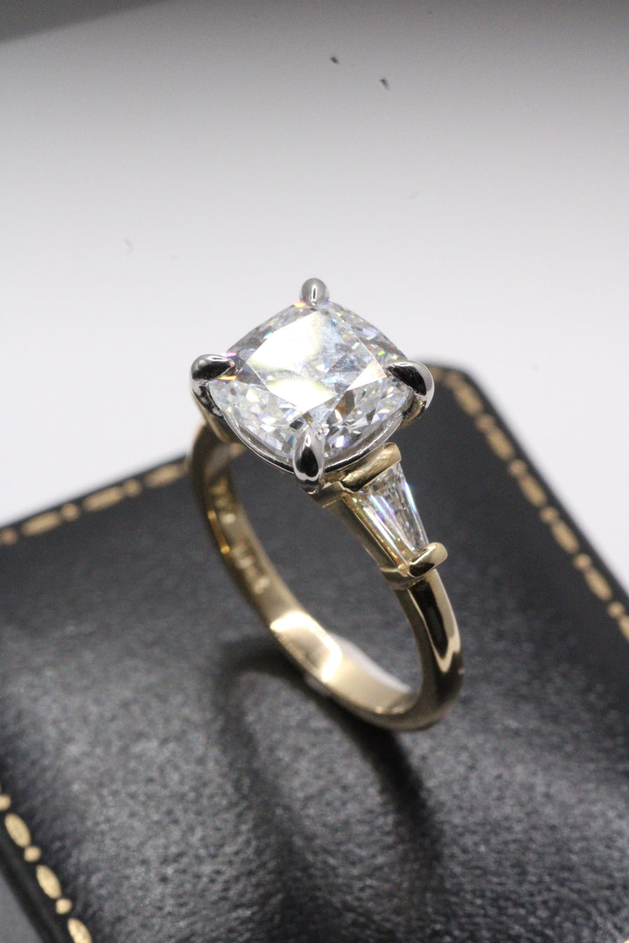 Cushion & Tapered Baguette Diamond Ring