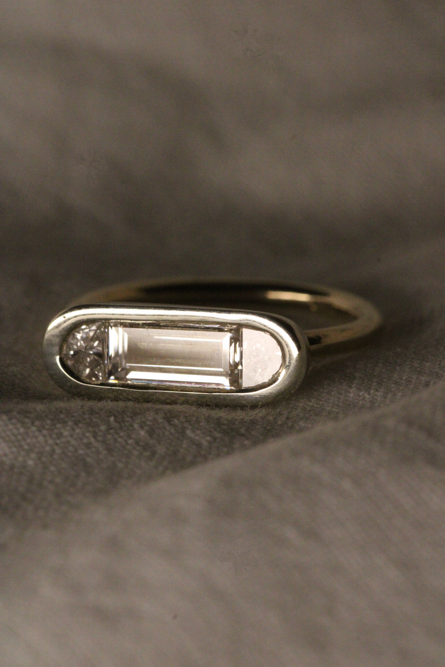 Baguette & Half Moon Diamond Ring