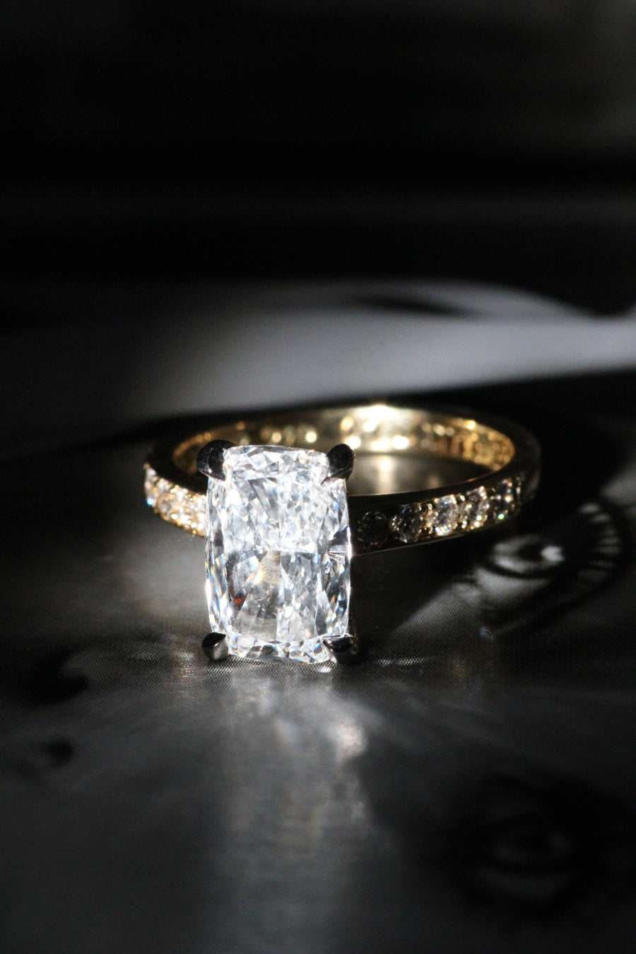 Elongated Cushion Diamond Ring