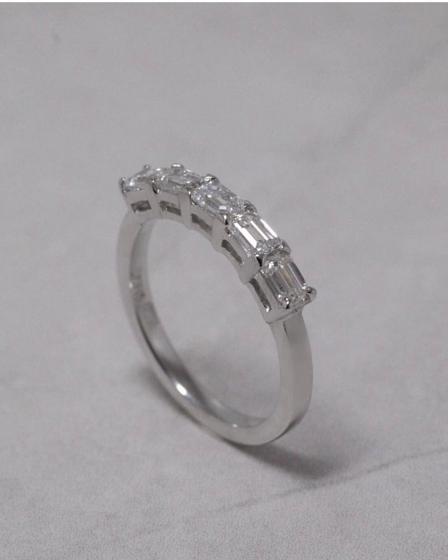 Straight Emerald Cut Diamond Ring