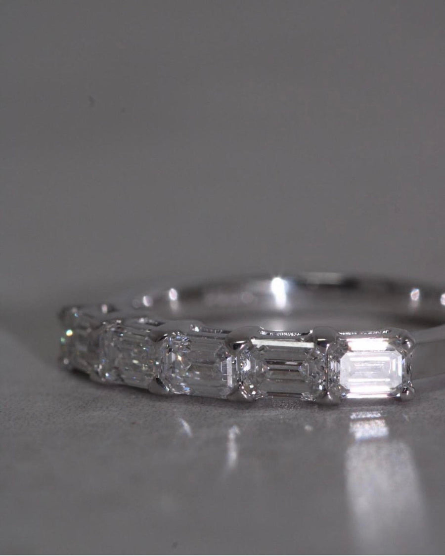 Straight Emerald Cut Diamond Ring