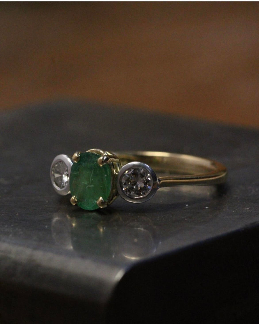 Oval Emerald & Diamond Ring