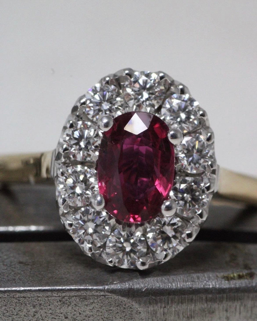 Ruby & Diamond Halo Ring
