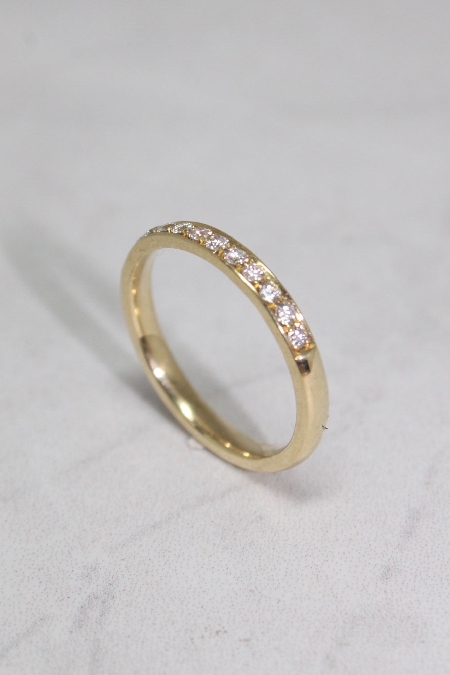 18ct Yellow Gold Domed Pave Set Diamond Ring