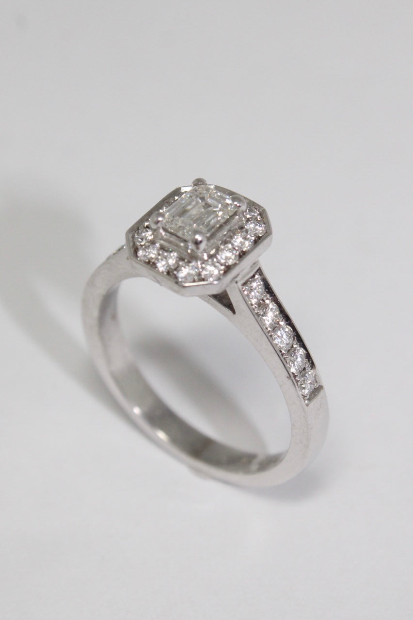 Emerald Cut Halo Diamond Ring