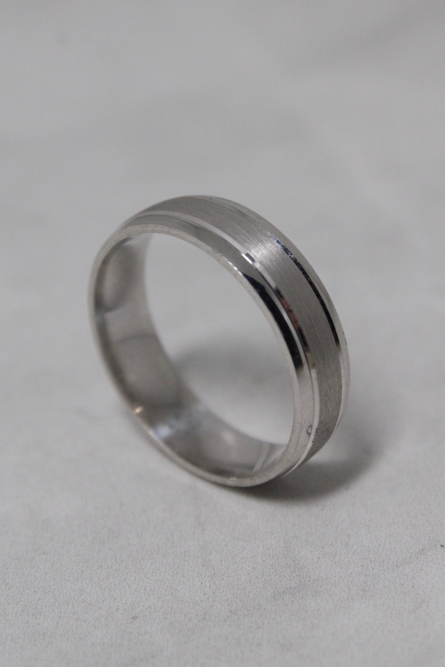 9ct White Gold Domed Matte Finish Ring
