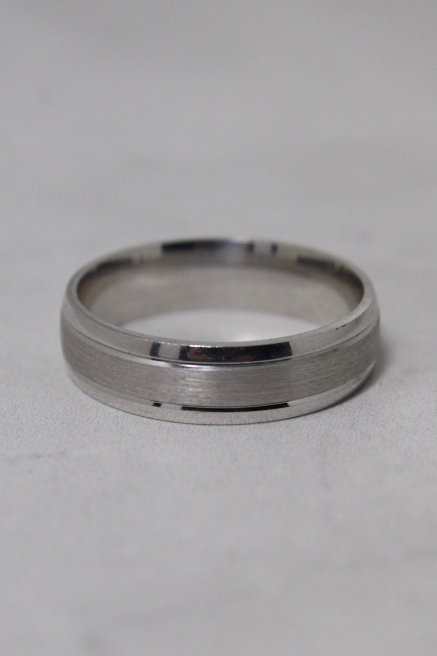 9ct White Gold Domed Matte Finish Ring