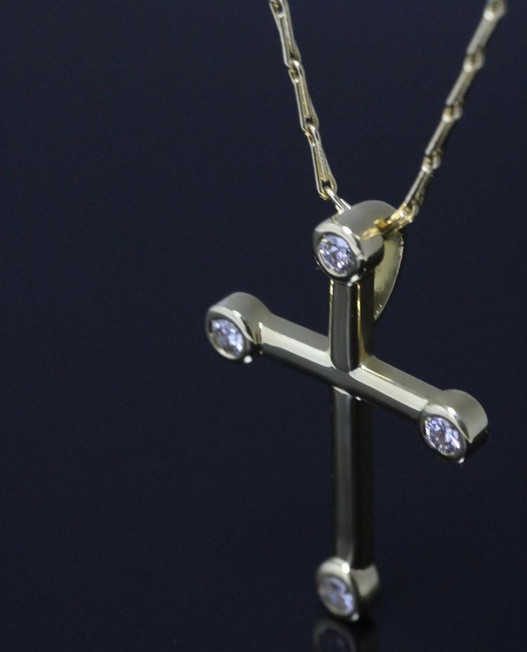 18ct Diamond Set Cross and Chain